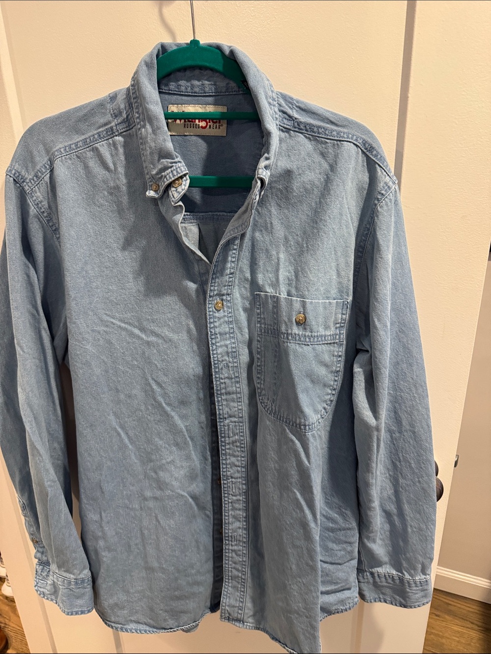 Wrangler Light Blue Denim Button-Up Shirt